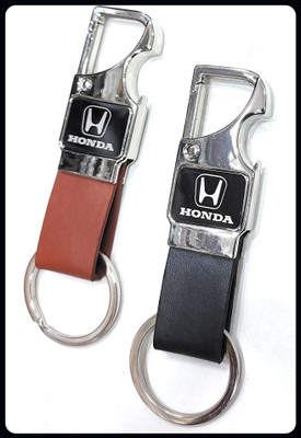 Jainzon 2 pcs Set of Leather Metal Opner Keychain for Honda Cars-S149_x259 Key Chain