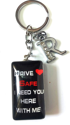 Meeko.com Keychain-Glass Drive Safe With R Letter Bike Key Chain 03 Key Chain
