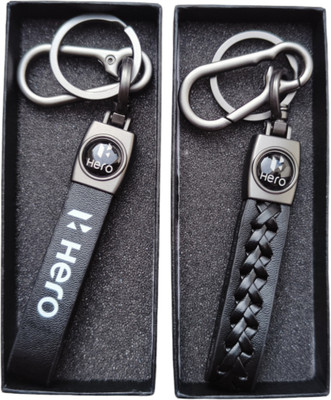 MYV Black Leather Keychain Compatible With HERO Bike (Pack Of 2) Key Chain