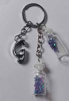 MOREL G LETTER KEYCHAIN WITH COLORIZED SHINING STAR DRIFTING 2 BOTTLE FOR CAR & GIFTS Key Chain