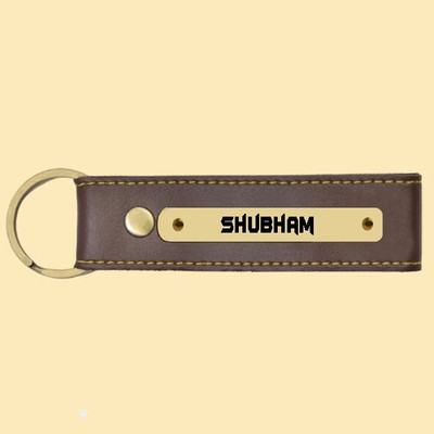 SY Gifts Shubham Name Brown Artificial Leather Keychain Key Chain