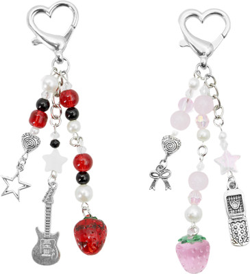 SERPLEX Y2K Cute Beaded Strawberry Keychain for Backpack Handbag Key Chain