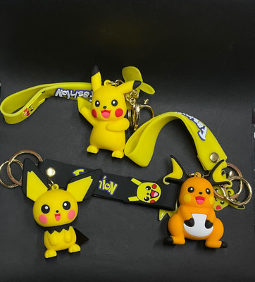 sky enterprises Pokemon Pikachu 3D Silicon Keychains + Bagcharm + Strap Key Chain