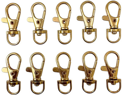 ushaworks 10Pcs Swivel Lobster Clasps Keychain Hooks Metal Snap Hooks D-Ring Gold Key Chain