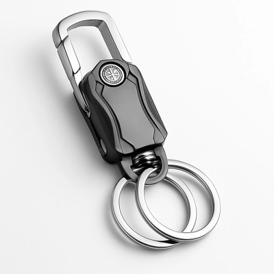 PeakBazaar 5-in-1 Metal Carabiner Keychain for Men | Heavy Duty Dual Ring Key Holder Black Key Chain