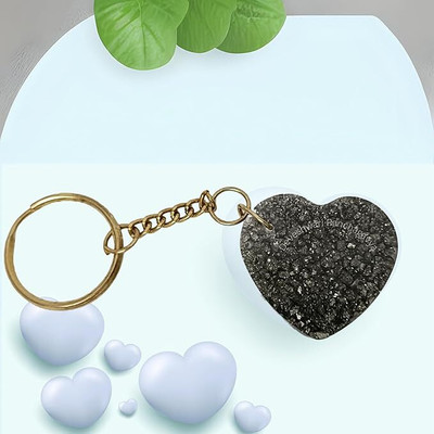 Deveshwari Handmade Pyrite Powder Keychain Heart Shape Design Key Chain