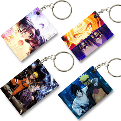 kart-in Premium (Pack of 4) Naruto Sasuke-2 Anime Printed Keychain For Bike, Scooty, Car Key Chain