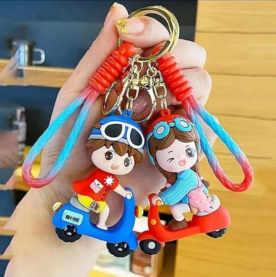 SRG Cute rubber Red and Blue Scooter Keychain Pack of 2 Key Chain