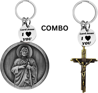 The Men Gift Lord Jesus Keychain Combo– Sacred Heart Religious Keyring Set ShivkeyCom631-669 Key Chain
