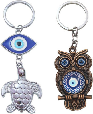 PEARLISH Evil eye Tortoise & Evil eye Owl keychain (Combo pack) Key Chain