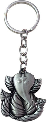 PEARLISH High Quality Solid Metal Ganesh Ji keychain (Silver) Key Chain