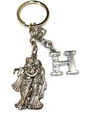 Meeko.com Radha Krishna with H Letter Key Chain 0q1 Key Chain