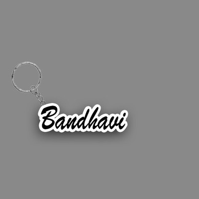SY Gifts SYG Bandhavi Name Keychain White And Black Key Chain