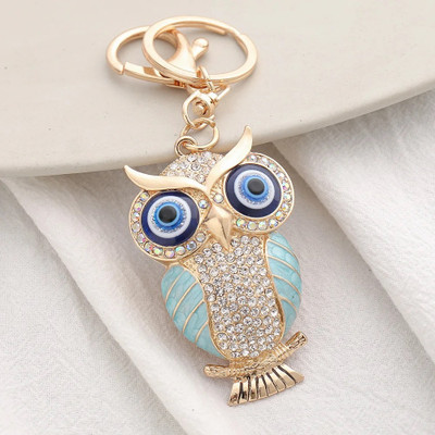 Auto Emporium Hub Mint Blue Crystal Evil Eye Keychain Key Chain