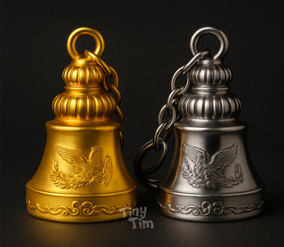 Tiny Tim Gold & Silver Guardian Bell Combo | Twin Dragon Keychain Set (2 pcs) Key Chain