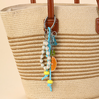 Salty Tropical Fruit Slices & Beads Bag Charm Key Chain