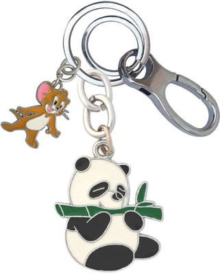 SHOKY LOOKS Premium Quality Bamboo Panda With Mini Jerry Attractive Design Locking Lock Key Chain