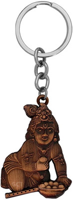 GCT Two Sided Bal Gopal Krishna (KC-45/1) Brown Metal Keychain for Car Bike Men Kids Key Chain