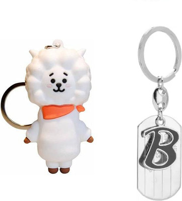 Newview RJ B BLADE ALPHABET BTS Army Characters 3D Rubber Keychain and Keyring Key Chain