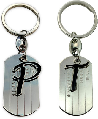 swagtreg P & T Alphabet Keychains for Men & Women – Set of 2 Letter Keyring For Bag, Bike Key Chain