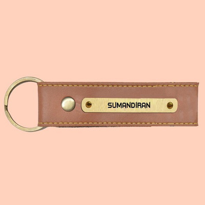 SY Gifts SYG Sumandiran Name Vegan Leather Keychain Key Chain