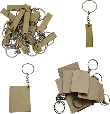 Maitri Pack of 50 (25Rectangle & 25Bookmark) 2 Shapes Key Chains with Ring (50 x 50) mm Key Chain