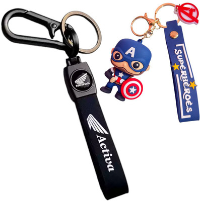NSV Premium Quality Activa Scotty Hook Keychain With Superhero Captain America Key Chain