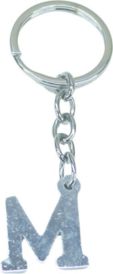 MIKADOECOM Alphabet Keychain – Letter M | Silver Metallic Initial with Crystals Key Chain