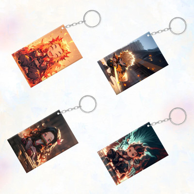 MITTRA Demon Slayer Single Side Printed Anime Unique Style 4 Pcs Combo Key Chain