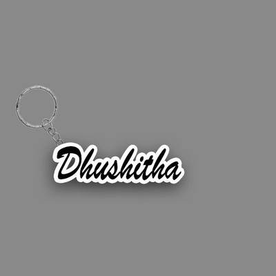 SY Gifts SYG Dhushitha Name Keychain White And Black Key Chain