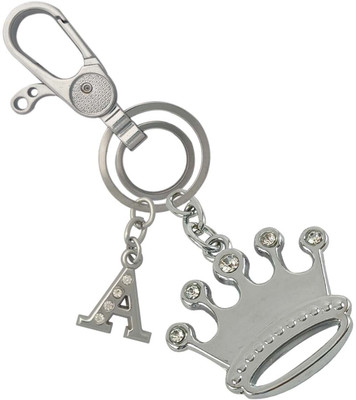SHOKY LOOKS Premium Finishng Princess Crown With A Letter Locking Lock Key Chain