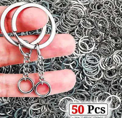 Fanqew 50Pcs, Keychain Split Silver Plated Alloy Keychain for Bike, Car, House, Key Chain