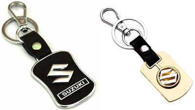 ZYZTA SUZUKI Cars Key Chains Leather/Metal Key Chain for Cars, Suzuki Brand New Black Leather Keychain, Pack of 2 Key Chain