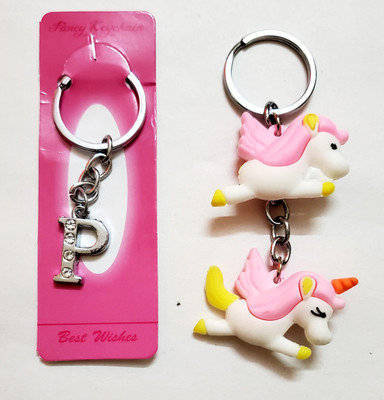 ShopTalk Double unicorn with P letter Key Chain