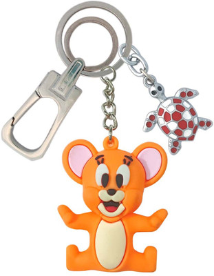 SHOKY LOOKS Premium Rubber Finished Jerry With Turtle Locking Lock Key Chain