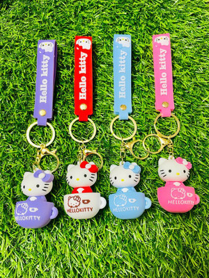 GKM Cup theme Design Hello kitty four pcs keychain with strap hook Key Chain