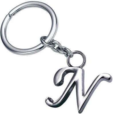 Newview N Alphabet Letter Metal Keychains for Car Bike Men Women Keyrings, Key Chain