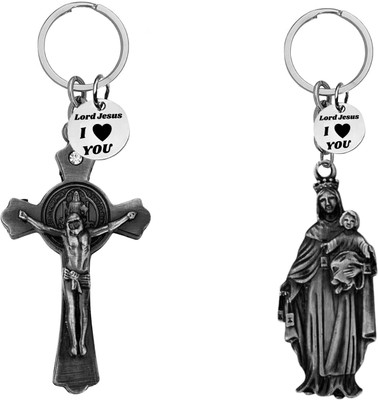 The Men Gift Jesus cross & Madonna and Child Keychains ShivkeyCom664-655 Key Chain
