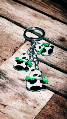 Skycart 3 Panda Charms Keychain For Keys Car Key Ring Gifts Couple Key Chain