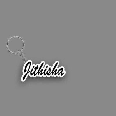 SY Gifts SYG Jithisha Name Keychain White And Black Key Chain