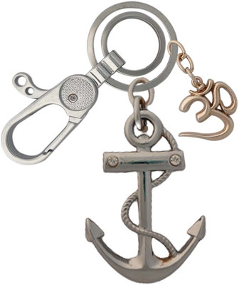 HANDSOME ISK High Quality Anchor & Rope Design Chrome Finishing Locking Lock With Shiv Ji OM Key Chain