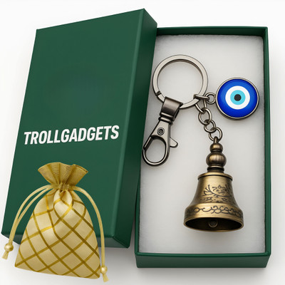 trollgadgets Guardian Bell Key chain for Bike & Car Tibetan Texture with Evil Eye Key Chain