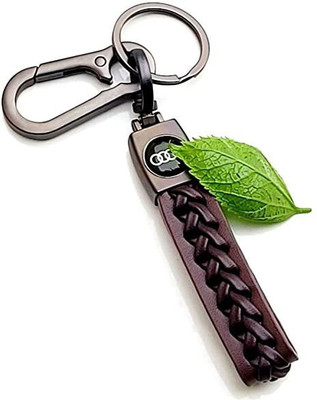 gtrp keychain-AUDI BROWN LEATHER KEYCHAINS AND KEYRINGS COMPATIBLE WITH CAR AND BIKE Key Chain