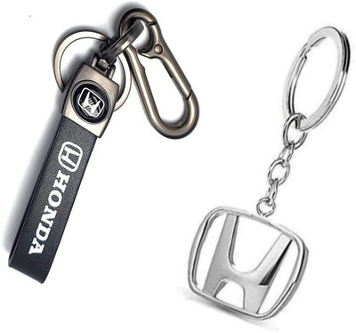 BBG NEW_Combo of Honda Leather Strip Keychain & Honda Metal Logo keychain Key Chain