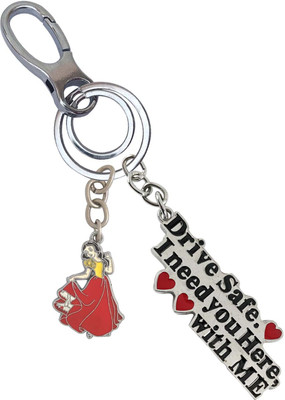SHOKY LOOKS Multicolor Drive Safe I Need You Here With Me With Red Cinderella Locking Lock Key Chain
