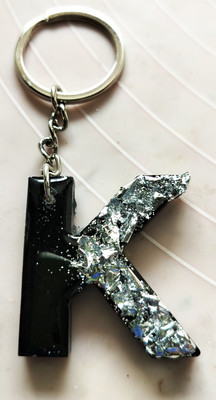 sreearts K letter keychain||Black&silver keychain| latest keychain Key Chain