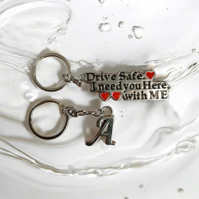 Mahatej Fashions Drive Safe Keychain with Letter A Keychain set Key Chain