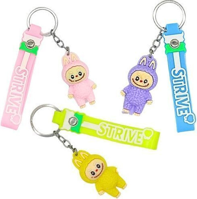 ANIKRAFT Cute Labubu Doll Toy Keychain for Kids – Assorted Colors, Soft Rubber Design Key Chain