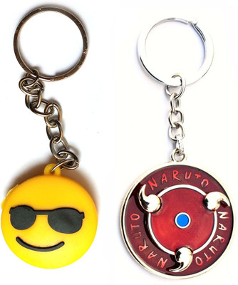 ShopTop Round Naruto and Spectacle smiley Key Chain