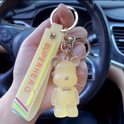 SRG Crystal Teddy Bear shaped Keychain and Keyring Yellow Key Chain